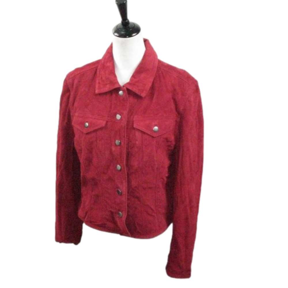 Bernardo Red Washable Suede Jacket Size Medium